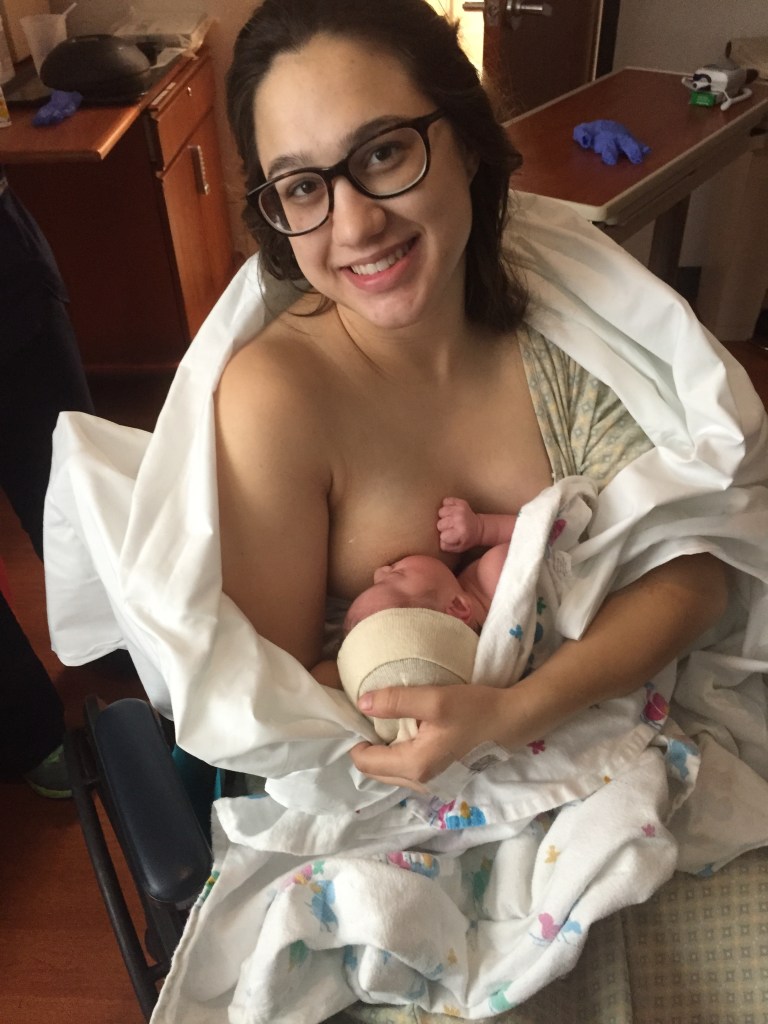 breastfeeding in the wheelchair in L&D before transfer to our recovery room.